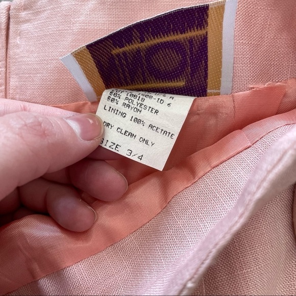 Vintage ninon de lenclos vintage belted pink pencil skirt has a stain sz.3/4 - Picture 2 of 6